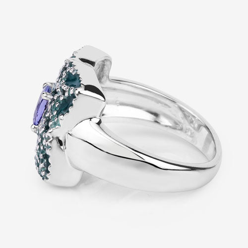 Bids.com 0.44 Carat Genuine Tanzanite .925 Sterling Silver Ring Rings White Smoke size 6.00,size 7.00,size 8.00,size 9.00,size 5.00