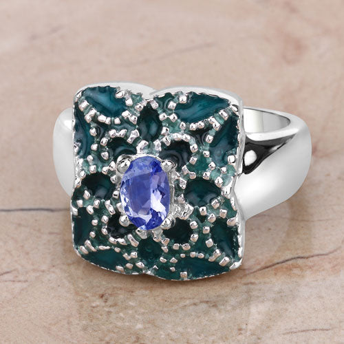 Bids.com 0.44 Carat Genuine Tanzanite .925 Sterling Silver Ring Rings Gray size 6.00,size 7.00,size 8.00,size 9.00,size 5.00