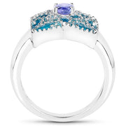 Bids.com 0.44 Carat Genuine Tanzanite .925 Sterling Silver Ring Rings White Smoke size 6.00,size 7.00,size 8.00,size 9.00,size 5.00