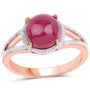 Bids.com 14K Rose Gold Plated 5.05 Carat Glass Filled Ruby .925 Sterling Silver Ring Rings White Smoke size 7.00,size 8.00,size 6.00,size 9.00