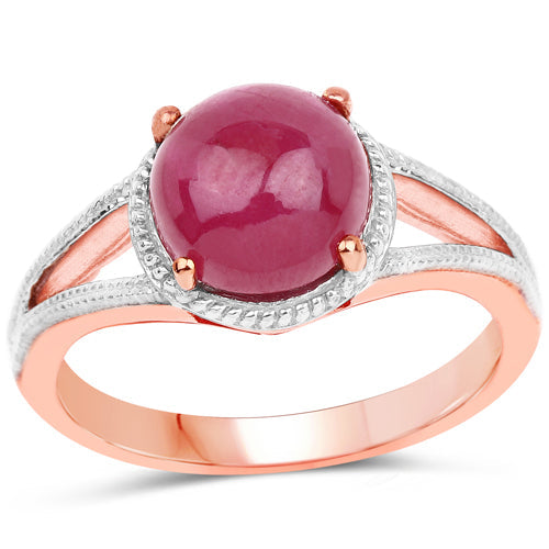 Bids.com 14K Rose Gold Plated 5.05 Carat Glass Filled Ruby .925 Sterling Silver Ring Rings White Smoke size 7.00,size 8.00,size 6.00,size 9.00