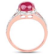 Bids.com 14K Rose Gold Plated 5.05 Carat Glass Filled Ruby .925 Sterling Silver Ring Rings White Smoke size 7.00,size 8.00,size 6.00,size 9.00