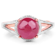 Bids.com 14K Rose Gold Plated 5.05 Carat Glass Filled Ruby .925 Sterling Silver Ring Rings White Smoke size 7.00,size 8.00,size 6.00,size 9.00