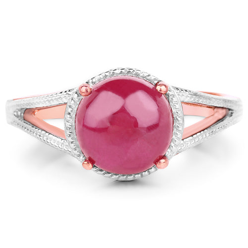 Bids.com 14K Rose Gold Plated 5.05 Carat Glass Filled Ruby .925 Sterling Silver Ring Rings White Smoke size 7.00,size 8.00,size 6.00,size 9.00