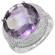 Bids.com 10.22 Carat Genuine Amethyst .925 Sterling Silver Ring Rings White Smoke size 7.00,size 6.00,size 8.00,size 9.00