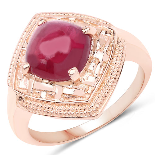 Bids.com 14K Rose Gold Plated 3.15 Carat Genuine Glass Filled Ruby .925 Sterling Silver Ring Rings White Smoke size 6.00,size 7.00,size 8.00,size 9.00,size 5.00,size 10.00