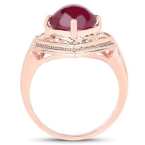 Bids.com 14K Rose Gold Plated 3.15 Carat Genuine Glass Filled Ruby .925 Sterling Silver Ring Rings White Smoke size 6.00,size 7.00,size 8.00,size 9.00,size 5.00,size 10.00