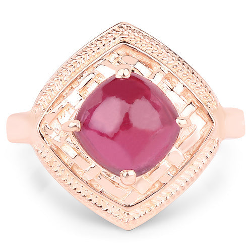Bids.com 14K Rose Gold Plated 3.15 Carat Genuine Glass Filled Ruby .925 Sterling Silver Ring Rings White Smoke size 6.00,size 7.00,size 8.00,size 9.00,size 5.00,size 10.00