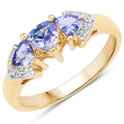 Bids.com 0.90 Carat Genuine Tanzanite and White Topaz .925 Sterling Silver Ring Rings White Smoke size 5.00,size 6.00,size 7.00,size 8.00,size 9.00
