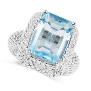 Bids.com 9.25 Carat Genuine Blue Topaz .925 Sterling Silver Ring Rings White Smoke size 6.00,size 7.00,size 8.00,size 9.00