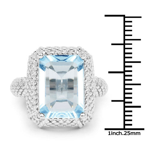 Bids.com 9.25 Carat Genuine Blue Topaz .925 Sterling Silver Ring Rings White Smoke size 6.00,size 7.00,size 8.00,size 9.00