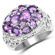 Bids.com 2.64 Carat Genuine Amethyst .925 Sterling Silver Ring Rings White Smoke size 6.50,size 6.00,size 7.00,size 8.00,size 9.00