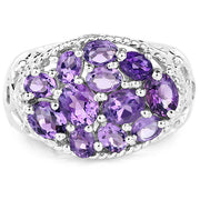 Bids.com 2.64 Carat Genuine Amethyst .925 Sterling Silver Ring Rings White Smoke size 6.50,size 6.00,size 7.00,size 8.00,size 9.00