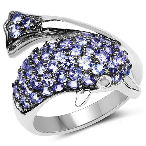 Bids.com 1.45 Carat Genuine Tanzanite and White Diamond .925 Sterling Silver Ring Rings White Smoke size 6.00,size 8.00,size 7.00,size 9.00