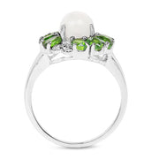 Bids.com 2.93 Carat Genuine Ethiopian Opal, Chrome Diopside & White Topaz .925 Sterling Silver Ring Rings White Smoke size 7.00,size 6.00,size 8.00,size 9.00,size 5.00,size 10.00