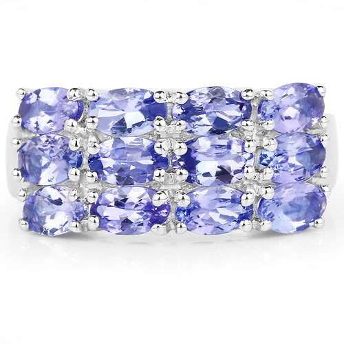Bids.com 3.00 Carat Genuine Tanzanite .925 Sterling Silver Ring Rings White Smoke size 6.00,size 8.00,size 7.00,size 9.00,size 5.00,size 10.00