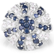 Bids.com 1.78 Carat Genuine Blue Sapphire & White Topaz .925 Sterling Silver Ring Rings White Smoke size 6.00,size 7.00,size 8.00,size 9.00,size 5.00,size 10.00