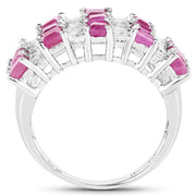 Bids.com 4.14 Carat Genuine Ruby and White Topaz .925 Sterling Silver Ring Rings White Smoke size 7.00,size 6.00,size 8.00,size 9.00,size 5.00