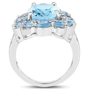 Bids.com 8.67 Carat Genuine Blue Topaz .925 Sterling Silver Ring Rings White Smoke size 8.00,size 5.00,size 6.00,size 7.00,size 9.00