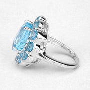 Bids.com 8.77 Carat Genuine Swiss Blue Topaz .925 Sterling Silver Ring Rings White Smoke size 6.00,size 7.00,size 8.00,size 9.00,size 5.00