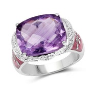 Bids.com 8.86 Carat Genuine Amethyst & White Topaz .925 Sterling Silver Ring Rings White Smoke size 7.00,size 6.00,size 8.00,size 9.00,size 5.00,size 10.00