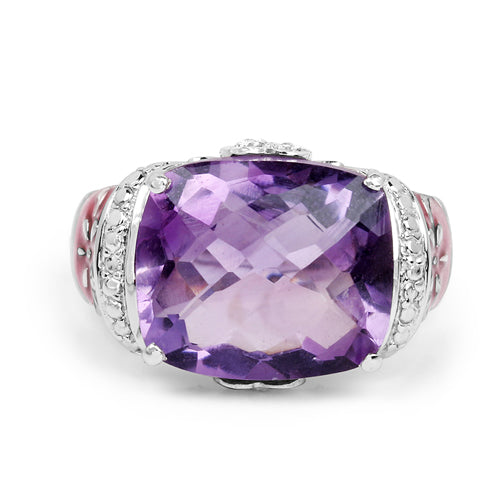 Bids.com 8.86 Carat Genuine Amethyst & White Topaz .925 Sterling Silver Ring Rings White Smoke size 7.00,size 6.00,size 8.00,size 9.00,size 5.00,size 10.00