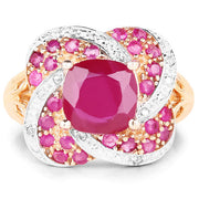 Bids.com 14K Rose Gold Plated 3.88 Carat Glass Filled Ruby, Ruby and White Topaz .925 Sterling Silver Ring Rings White Smoke size 6.00,size 7.00,size 8.00,size 5.00,size 9.00,size 10.00