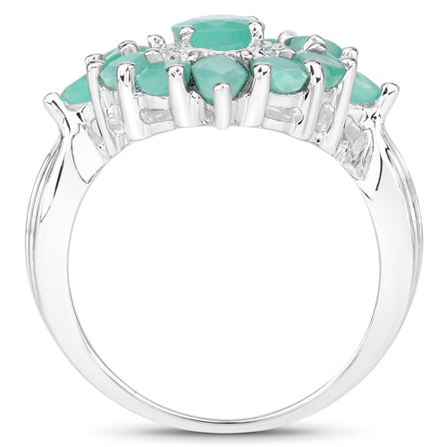 Bids.com 2.37 Carat Genuine Emerald .925 Sterling Silver Ring Rings White Smoke size 6.00,size 7.00,size 8.00,size 5.00,size 6.50,size 9.00,size 11.50,size 10.00