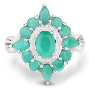 Bids.com 2.37 Carat Genuine Emerald .925 Sterling Silver Ring Rings White Smoke size 6.00,size 7.00,size 8.00,size 5.00,size 6.50,size 9.00,size 11.50,size 10.00