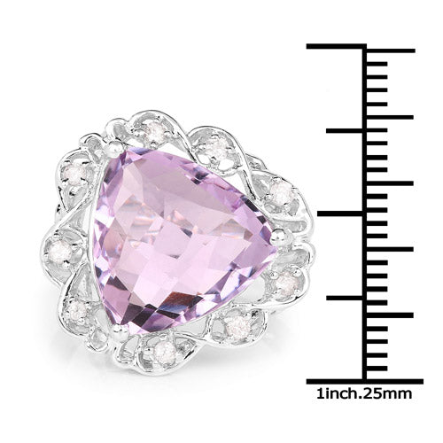 Bids.com 8.86 Carat Genuine Amethyst and White Zircon .925 Sterling Silver Ring Rings White Smoke size 9.00,size 5.00,size 6.00,size 7.00,size 8.00,size 10.00