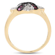 Bids.com 14K Yellow Gold Plated 0.57 Carat Genuine Ruby and White Cubic Zirconia .925 Sterling Silver Ring Rings White Smoke size 8.00,size 6.00,size 7.00,size 9.00