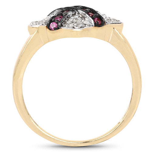 Bids.com 14K Yellow Gold Plated 0.57 Carat Genuine Ruby and White Cubic Zirconia .925 Sterling Silver Ring Rings White Smoke size 8.00,size 6.00,size 7.00,size 9.00