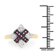 Bids.com 14K Yellow Gold Plated 0.57 Carat Genuine Ruby and White Cubic Zirconia .925 Sterling Silver Ring Rings White Smoke size 8.00,size 6.00,size 7.00,size 9.00