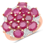 Bids.com 14K Rose Gold Plated 4.52 Carat Genuine Glass Filled Ruby .925 Sterling Silver Ring Rings White Smoke size 7.00,size 8.00,size 6.00