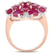 Bids.com 14K Rose Gold Plated 4.52 Carat Genuine Glass Filled Ruby .925 Sterling Silver Ring Rings White Smoke size 7.00,size 8.00,size 6.00