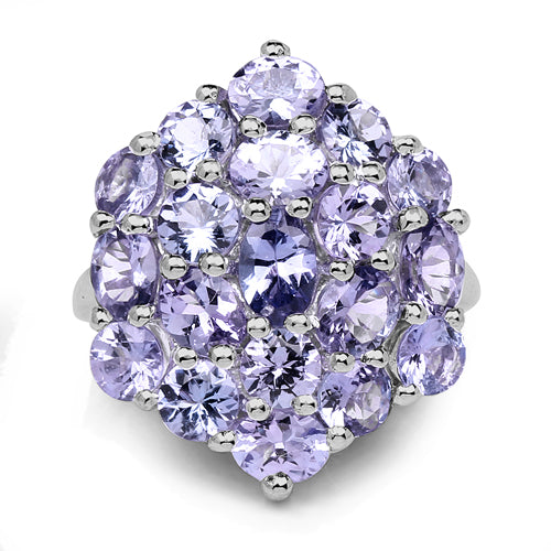 Bids.com 5.28 Carat Genuine Tanzanite .925 Sterling Silver Ring Rings White Smoke size 8.00,size 6.50,size 6.00,size 7.00,size 9.00,size 5.00