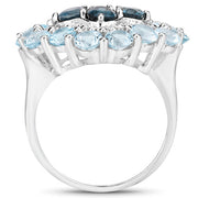 Bids.com 6.54 Carat Genuine London Blue Topaz, Blue Topaz and White Topaz .925 Sterling Silver Ring Rings White Smoke size 7.00,size 8.00,size 6.00,size 9.00
