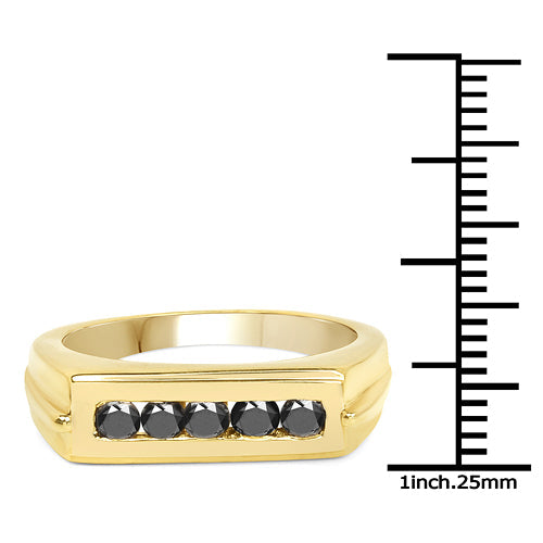 Bids.com 14K Yellow Gold Plated 0.50 Carat Genuine Black Diamond .925 Sterling Silver Ring Rings White Smoke size 8.00,size 6.00,size 7.00,size 9.00