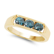 Bids.com 14K Yellow Gold Plated 0.90 Carat Genuine Blue Diamond .925 Sterling Silver Ring Rings White Smoke size 9.00,size 6.00,size 7.00,size 8.00