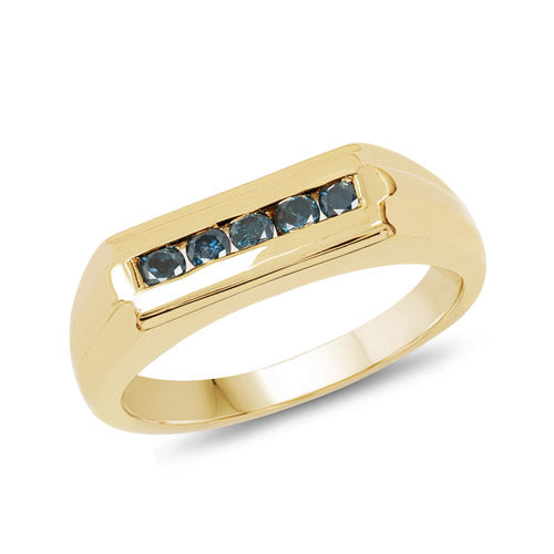 Bids.com 14K Yellow Gold Plated 0.25 Carat Genuine Blue Diamond .925 Sterling Silver Ring Rings White Smoke size 6.00,size 7.00,size 8.00,size 9.00,size 9.50