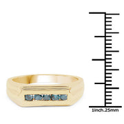 Bids.com 14K Yellow Gold Plated 0.25 Carat Genuine Blue Diamond .925 Sterling Silver Ring Rings White Smoke size 6.00,size 7.00,size 8.00,size 9.00,size 9.50