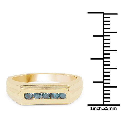 Bids.com 14K Yellow Gold Plated 0.25 Carat Genuine Blue Diamond .925 Sterling Silver Ring Rings White Smoke size 6.00,size 7.00,size 8.00,size 9.00,size 9.50