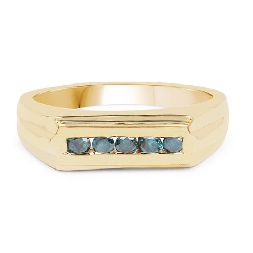 Bids.com 14K Yellow Gold Plated 0.25 Carat Genuine Blue Diamond .925 Sterling Silver Ring Rings Wheat size 6.00,size 7.00,size 8.00,size 9.00,size 9.50