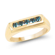 Bids.com 14K Yellow Gold Plated 0.40 Carat Genuine Blue Diamond .925 Sterling Silver Ring Rings White Smoke size 9.00,size 6.00,size 7.00,size 8.00