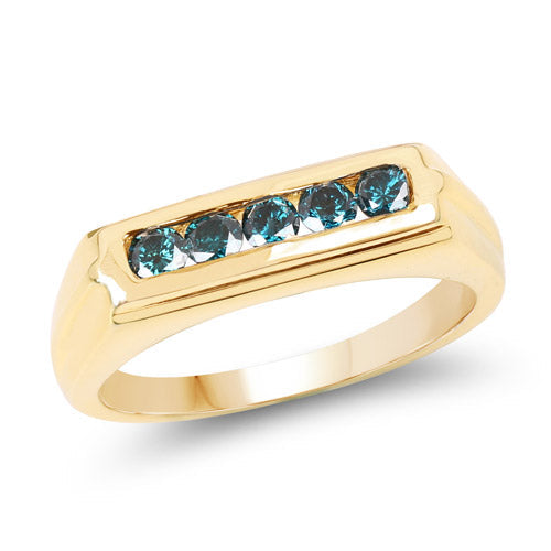 Bids.com 14K Yellow Gold Plated 0.40 Carat Genuine Blue Diamond .925 Sterling Silver Ring Rings White Smoke size 9.00,size 6.00,size 7.00,size 8.00