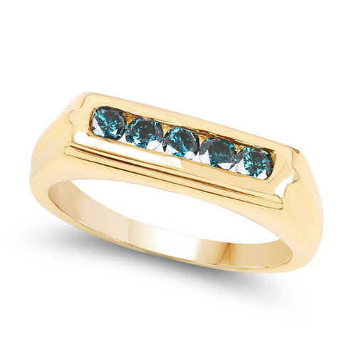 Bids.com 14K Yellow Gold Plated 0.40 Carat Genuine Blue Diamond .925 Sterling Silver Ring Rings White Smoke size 9.00,size 6.00,size 7.00,size 8.00