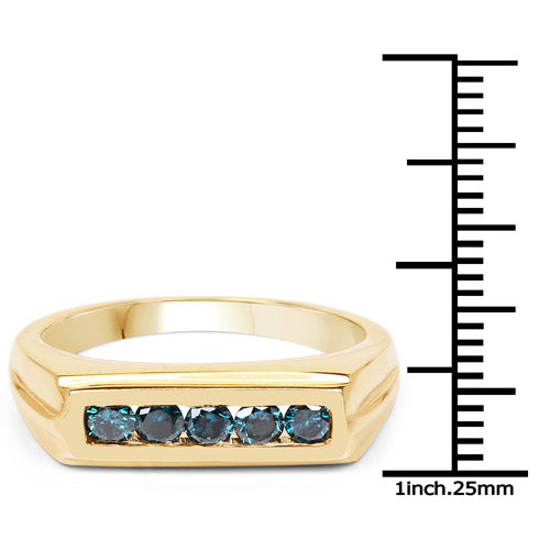 Bids.com 14K Yellow Gold Plated 0.40 Carat Genuine Blue Diamond .925 Sterling Silver Ring Rings White Smoke size 9.00,size 6.00,size 7.00,size 8.00