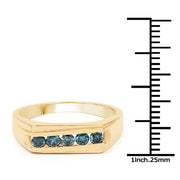 Bids.com 14K Yellow Gold Plated 0.35 Carat Genuine Blue Diamond .925 Sterling Silver Ring Rings White Smoke size 9.00,size 9.50,size 6.00,size 7.00,size 8.00