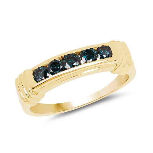 Bids.com 14K Yellow Gold Plated 0.50 Carat Genuine Blue Diamond .925 Sterling Silver Ring Rings White Smoke size 9.00,size 9.50,size 6.00,size 7.00,size 8.00
