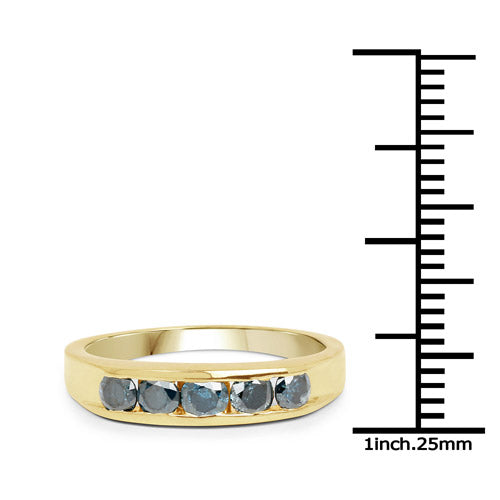 Bids.com 14K Yellow Gold Plated 0.80 Carat Genuine Blue Diamond .925 Sterling Silver Ring Rings White Smoke size 8.00,size 9.00,size 9.50,size 6.00,size 7.00